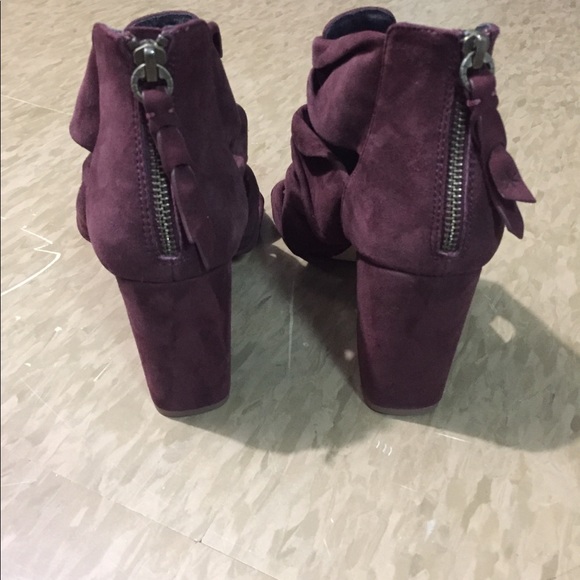 NEW SPLENDID Nando Plum Purple Suede Lthr Block Heel Open Toe Knot Sandals sz 10 - Picture 4 of 7